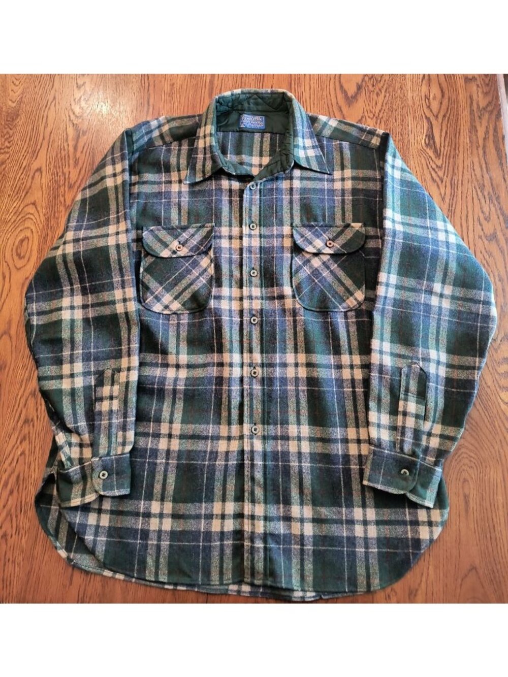 Pendleton Mens Vintage Wool Plaid Shirt Jacket With Quilted Lining - XL - Green